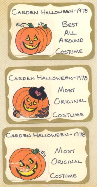 "Carden Halloween-1978": "Best All Around Costume" and "Most Original Costume"
