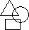 triangle, circle, and rectangle